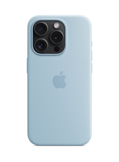 Buy iPhone 15 Pro Silicone Case With MagSafe Light Blue in UAE