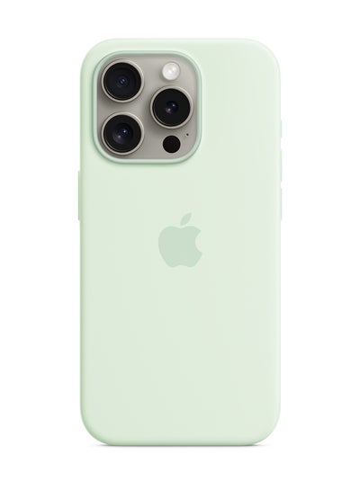 Buy iPhone 15 Pro Max Silicone Case With MagSafe Soft Mint in UAE