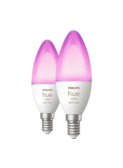 Buy 2-Piece E14 Hue Long Lasting LED Bulb Multicolor 11.7 x 3.9 cm PHI-929002294205 in Saudi Arabia