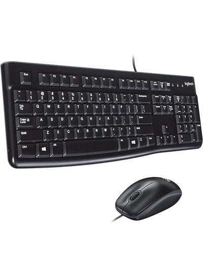 Buy MK120 Wired Keyboard and Mouse for Windows, Optical Wired Mouse, USB Plug and Play, Full Size, PC/Laptop, English/Arabic Layout Black, 920-002546 in Egypt