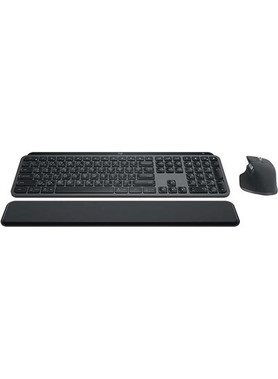 Buy MX Keys S Combo - Performance Wireless Keyboard and Mouse with Palm Rest, Customizable Illumination, Fast Scrolling, Bluetooth, USB C, for Windows, Linux, Chrome, Mac - ARA Layout Graphite in Saudi Arabia