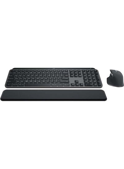 Buy MX Keys S Combo - Performance Wireless Keyboard and Mouse with Palm Rest, Customizable Illumination, Fast Scrolling, Bluetooth, USB C, for Windows, Linux, Chrome, Mac - ARA Layout Graphite in UAE