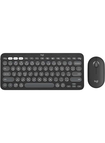 اشتري Pebble 2 Combo, Wireless Keyboard and Mouse, Quiet and Portable, Customisable, Logi Bolt, Bluetooth, Easy-Switch for Windows, macOS, iPadOS, Chrome, ARA Layout Graphite في مصر