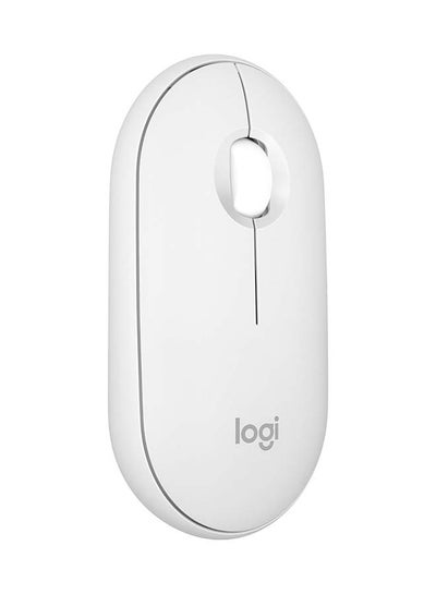 اشتري Pebble Mouse 2 M350s Slim Bluetooth Wireless Mouse, Portable, Customisable Button, Quiet Clicks, 4K DPI, 24-month battery, Easy-Switch for Windows, macOS, iPadOS, Android, Chrome OS - white في مصر