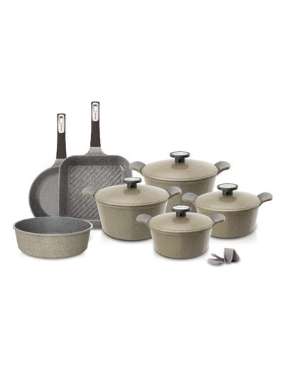 اشتري Korean Extrema granite pots set, consisting of 11 pieces, Beige Beige قدر جرانيت مقاس 20 سم 
قدر جرانيت مقاس 24 سم 
قدر جرانيت مقاس 26 سم
قدر جرانيت مقاس 28 سم
مقلاة جرانيت مقاس 26 سم
مقلاة شواية جرانيت مقاس 28 سم
صينية فرن دائرية 26 سمml في السعودية