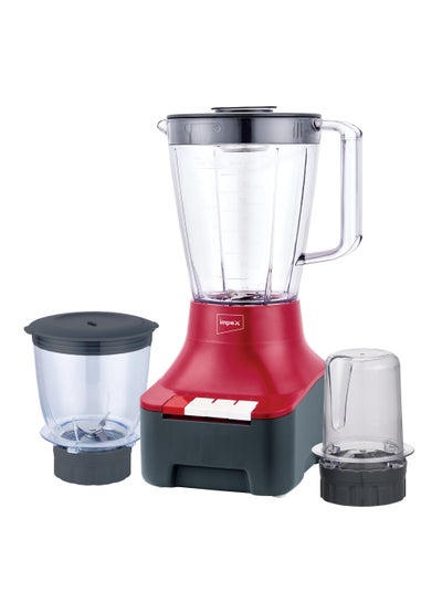 اشتري Blender 3 In 1 Mixer Grinder Unbreakable Jar, Powerful Motor, 2 Speed With Pulse Control, Overheat Protection, Liquidizing Jar, Dry Grinding Jar And Chutney Jar 1.5 L 400 W BL 3533 Red في السعودية