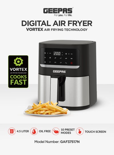 Buy Digital Air Fryer With Vortx Air Frying Technology Oil-Free Cooking 4.5 L 1600 W GAF37517N Black/Silver in Saudi Arabia