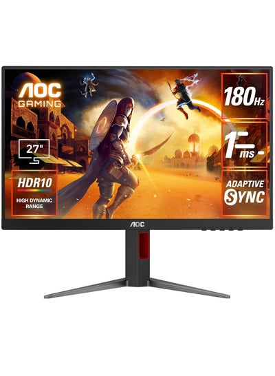 اشتري AOC 27G4 27 (IPS) Gaming Monitor, FHD 1920×1080 Display, 180Hz, 1ms(GtG), HDR10, HDMI 2.0 x 1, DisplayPort 1.4 x 1, Adaptive Sync, 16.7 M Display Colors, Adjustable Stand, Black & Red Black في مصر