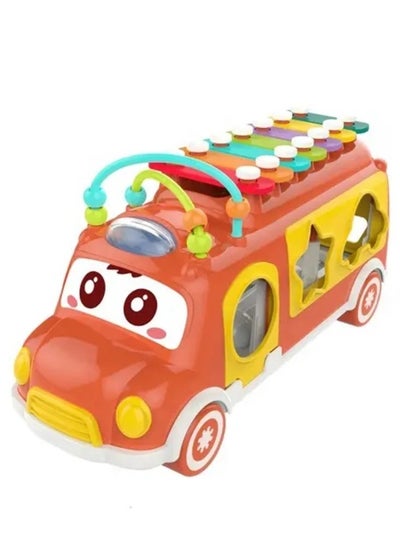 Buy Baby Push & Pull Bus With Xylophone - Orange in UAE