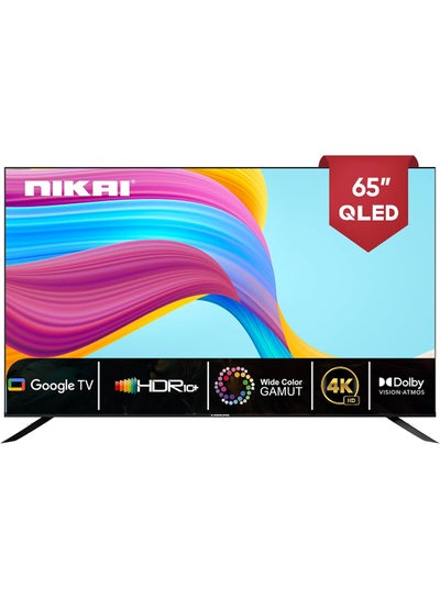 Buy Pro 65 Inch QLED 4K Smart Google TV, Andrioid TV OS, Voice Search, Youtube, Netflix, Shahid, Wide Color Gamut, 3860x2160 Pixels, HDR10+, Dolby Atmos, ChromeCast Bulit-In NPROG65QLED Black in Saudi Arabia