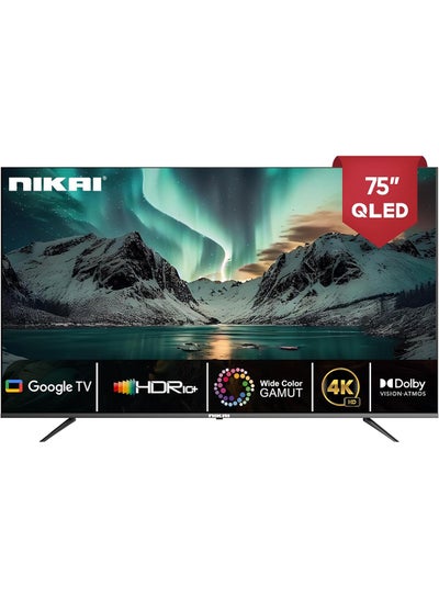 اشتري تلفزيون Google الذكي Pro 75 بوصة QLED 4K، نظام تشغيل Android TV OS، البحث الصوتي، Youtube، Netflix، Shahid، مجموعة ألوان واسعة، 3860x2160 بكسل، HDR10+، Dolby Atmos، ChromeCast Bulit-In NPROG75QLED أسود في الامارات