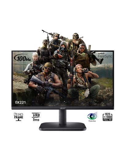 Buy Essential Monitor | 21.5'' Inch ZeroFrame (1920x1080) FHD, VA Panel Technology, HDMI, VGA With Response Time UpTo 5ms, Refresh Rate 100Hz & AMD FreeSync - EK221Q Black in Saudi Arabia