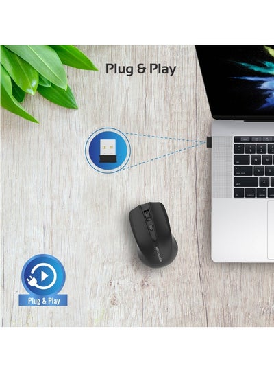 Buy 2.4G Wireless Mouse, Portable Optical Wireless Mouse With USB Nano Receiver 10M Working Distance, Auto Sleep Function And 3 Adjustable DPI Level For Mac OS, Windows, Android, Clix-8 Black in UAE