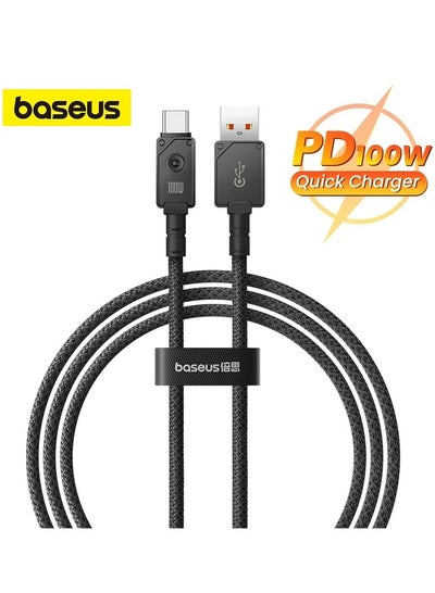 Buy USB To USB C Cable 100W Fast Charging Cable, (1m) Heavy-Duty Unbreakable Aramid Fiber Braided Cable, Supports Data Transfer For Huawei/iPhone 15 Series/MacBook M3 M2 M1/iPad/Samsung And More Black in UAE