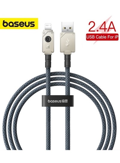 اشتري USB-A To Lightning Cable, Aramid Fiber Unbreakable Series (1m) 2.4A iPhone Fast Charger Cable Nylon Braided USB To iPhone Cord For iPhone 14/13/13Pro/13ProMax/12/12Pro/12ProMax/11/11Pro/XS White/Grey في الامارات