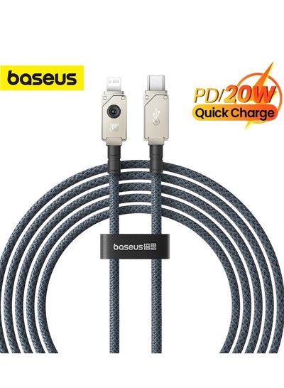 Buy USB C To Lightning Cable, Aramid Fiber Unbreakable Series (2m) 20W PD iPhone Fast Charger Cable Nylon Braided Type C To iPhone Cord For iPhone 14/13/13Pro/13ProMax/12/12Pro/12ProMax/11/11Pro/XS White /Grey in UAE