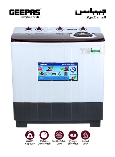 اشتري Twin Tub Washing Machine With Air Dry Function 8 kg GSWM18047 White/Bladck/Red في السعودية