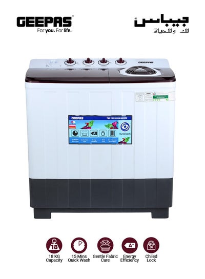 Buy Twin Tub Washing Machine With Air Dry Function 18 L GSWM18050 White/Red/Black in Saudi Arabia