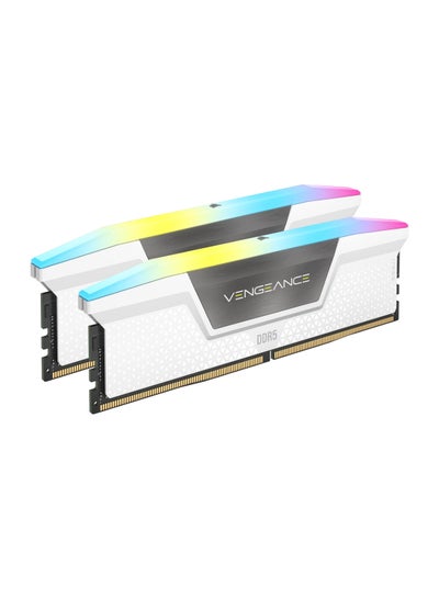 اشتري VENGEANCE RGB 64GB (2 x 32GB) DDR5 Desktop Memory Kit, 6000MHz Speed, CAS 40 Latency, 1.35 Voltage, Overclocking PMIC, XMP 3.0 / Intel 600 Series Compatibility, White | CMH64GX5M2B6000C40W 64 GB في الامارات