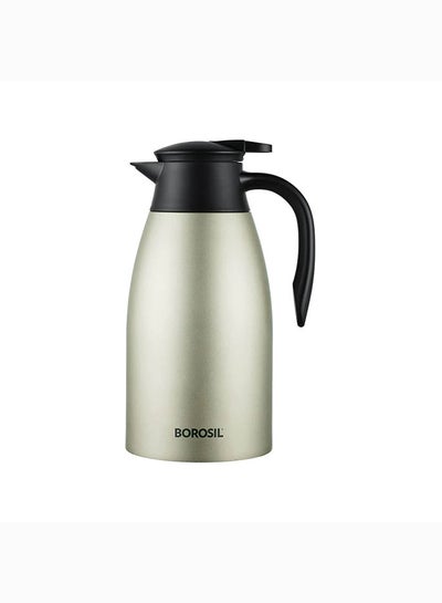 Buy Borosil Vacuum Insulated Stainless Steel Teapot Flask Vacuum Insulated Coffee Pot Oyster - 2 Ltr Silver in UAE