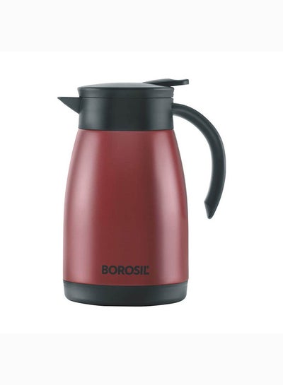 اشتري Borosil Vacuum Insulated Stainless Steel Teapot Flask Vacuum Insulated Coffee Pot Red - 750 ml Red في الامارات