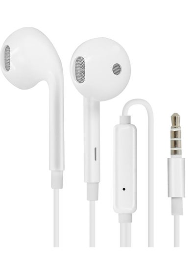 اشتري In-Ear Wired Earphone With Built-In Microphone 3.5Mm Compatible With Oppo White في مصر