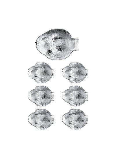 Buy Set 7Pcs Fish Plates 1 Service Plate+6Pcs Dinner Plate Clear in Egypt