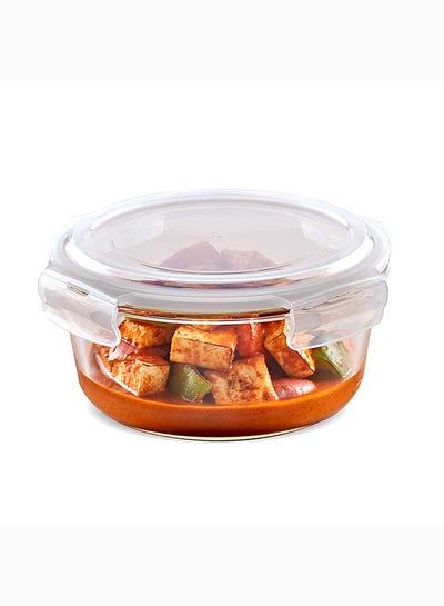 اشتري Borosil Klip-N-Store Round Glass Storage Container With Air Tight Lid Food Storage Container Microwave Safe Container 240 ml في الامارات