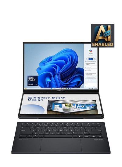 Buy Zenbook Duo OLED UX8406MA-OLEDI7IG Laptop With 14-Inch Display, Core Ultra 7-155H Processor/16GB RAM/1TB SSD/Intel UHD Graphics/Touch Screen with Stylus/ Soft Keyboard/Windows 11 Home English Inkwell Gray in UAE