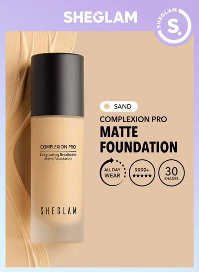 Buy SHEGLAM Complexion Pro Long Wearing Porous Matte Foundation - Sand in Egypt