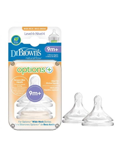 Buy Dr Browns Natural Flow Wide Neck Nipple Level 4 | 9m+ | 2 Pieces in Egypt