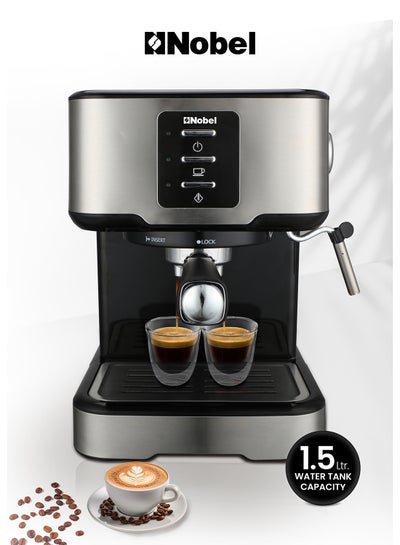 اشتري Coffee Machine, 1.5L Detachable Water Tank, Dual Stainless Steel Filter, 15 Bar Pressure Pump, High Pressure Frothing, Overheat Protection, Adjustable Steam Knob 1.5 L 1100 W NCM21 Black في الامارات