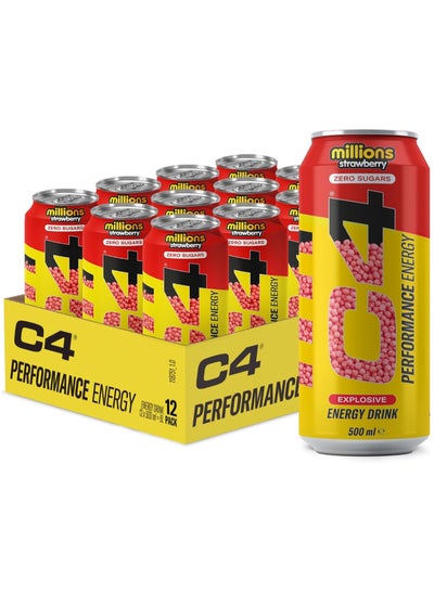 Buy C4 Performance Energy Carbonated RTD 12x500ml- Millions Strawberry in UAE