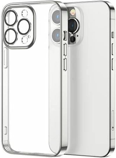 اشتري Crystal Clear Case for iPhone 13 Pro, [Not Yellowing] [Camera Protection] [Military Grade Drop Tested] Transparent Shockproof Protective Phone Case Soft Silicone Slim Cover Silver في مصر