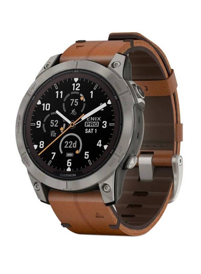 اشتري FENIX 7 PRO - SAPPHIRE SOLAR EDITION CARBON GRAY DLC TITANIUM WITH CHESTNUT LEATHER BAND في الامارات