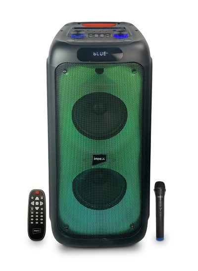 اشتري Party Speaker With Wireless Mic 4000W(PMPO)Powerful Sound, Built-in DJ Lights, LED Display, Bluetooth/FM/USB/TWS Functions, Rechargeable Battery Black في السعودية