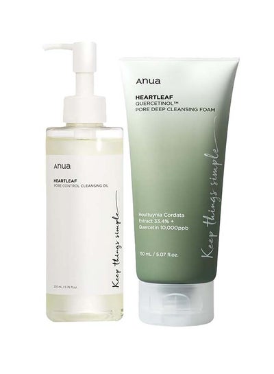 اشتري Anua Heartleaf Pore Control Cleansing Oil And Deep Cleansing Foam Korean Facial Cleansers, Daily Makeup Blackheads Removal 200ml في الامارات