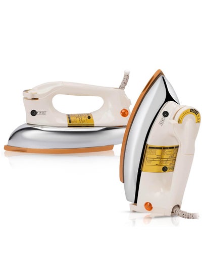 Buy AFRA Automatic Dry Iron, 2kg, Non-Stick Soleplate, Gold Teflon Coating, Heat Distribution, Ergonomic Handle, Thermal Control, 6 Settings, Auto Cut-Off, AF-2000DIWH, 2-year warranty 1000 W AF-2000DIWH White & Gold in UAE