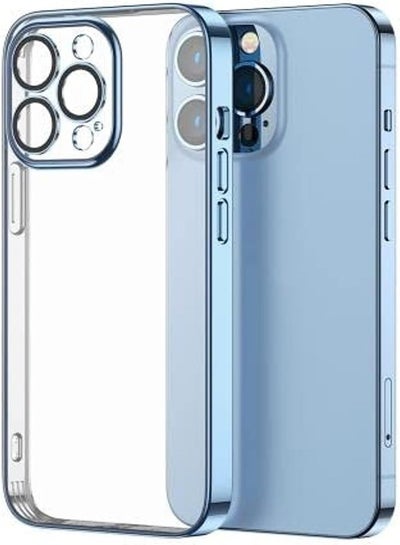 Buy Crystal Clear Case For iPhone 13 Pro Max, [Not Yellowing] [Camera Protection] [Military Grade Drop Tested] Transparent Shockproof Protective Phone Case Soft Silicone Slim Cover Sierra Blue in Egypt