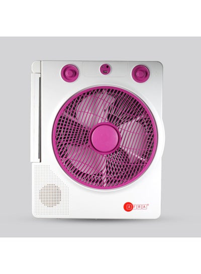 اشتري AFRA Portable Compact Fan, 220-240V, 12’’, Rechargeable, Adjustable, Wide Angle Coverage, LED Light, USB Ports, Solar Charging Jack, Power Saving, AF-3200RECF, With 2 Year Warranty AF-3200RECF White في الامارات