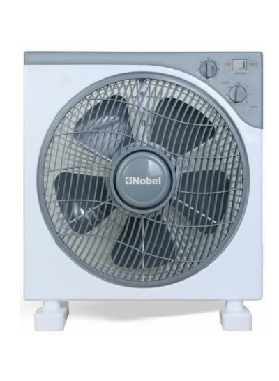 Buy 12" Box Fan, 3 Speed Oscillation, 66*12 mm Copper Motor, 5 Polypropylene Blades, 60-Min Timer, Strong Airflow, Quiet Operation, Powerful 1200 RPM Motor NBF12 White in UAE