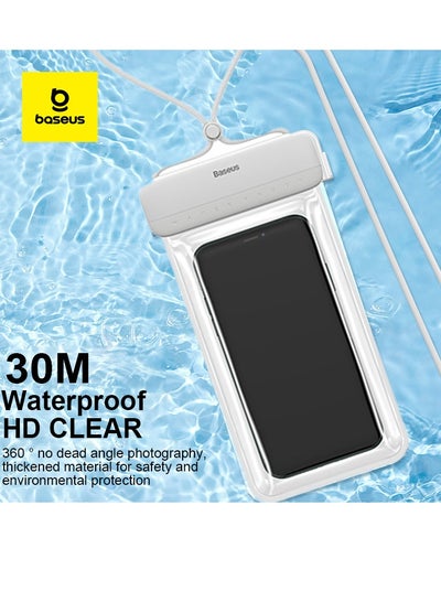 اشتري AquaGlide Waterproof Phone Case, IPX8 Certified 30M Waterproof Phone Pouch Waterproof Cell Phone Case Fit for Big Phones up to 7.2" For iPhone 15 Pro Max/Plus/14/13/12/Samsung/S24/S23 Ultra- White في الامارات