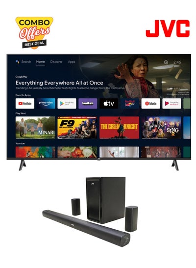 اشتري 75 Inch Edgeless QLED 4K Google TV and 5.1ch Soundbar With Wireless Subwoofer 3600W PMPO Home Theater Speaker LT-75NQ7115 + TH-N430B Black في الامارات