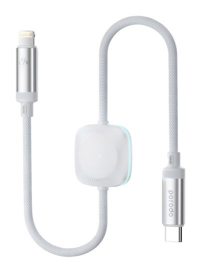 Buy 2 In 1 C-L 27W Cable With Wireless Watch Charger 1.2M White in UAE