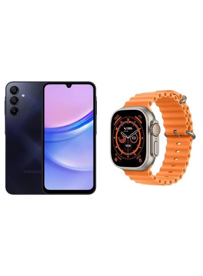 اشتري Galaxy A15 Dual SIM Blue/Black 6GB RAM 128GB 4G LTE-Middle East Version  with free gift Generic T800 Ultra Series 8 (2023) Smart Watch في مصر