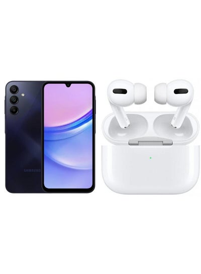 Buy Galaxy A15 Dual SIM Blue/Black 6GB RAM 128GB 4G LTE - Middle East Version with free gift Generic Pro Airpods Compatible With Android iPhone White in Egypt