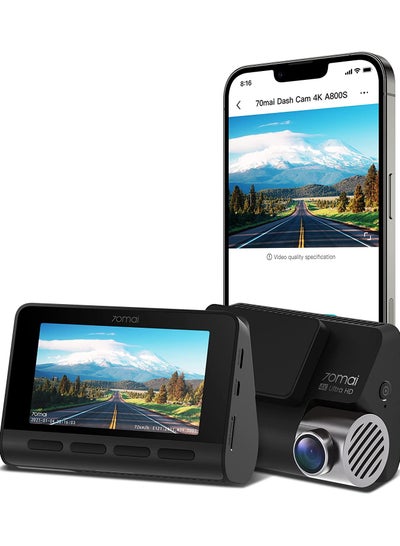 Buy 4K Smart Dash Cam A800, Imx415 Native True 4K Resolution, Built-In Gps & Adas, Wifi, G-Sensor, 3" Ips Screen, Ios/Android App in UAE