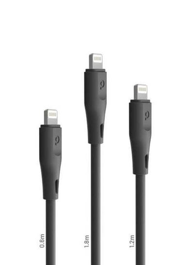 Buy PVC 3 in 1 Lightning Cable ( 0.6m / 1.2m / 1.8m ) 2.4A Black in UAE