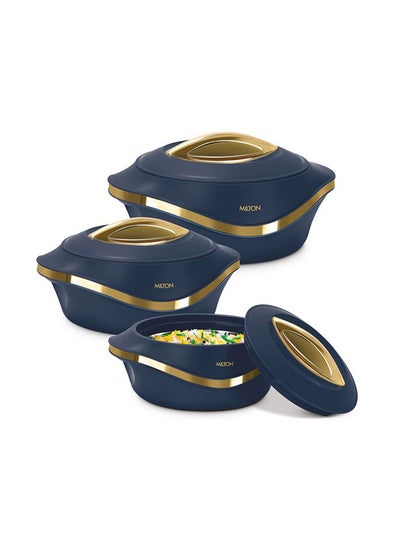 اشتري Pearl Inner Stainless Steel Jr. Set of 3 (455 ml, 860 ml, 1270 ml), Blue | BPA Free | Food Grade | Easy to Carry | Easy to Store | Chapati | Roti | Curd Maker Blue في الامارات