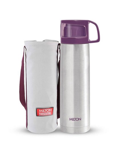 Buy Insulated Water Bottle 1 Litre (34 oz) of Stainless Steel with Cup & Cover, Double Walled Vacuum Thermal flasks for hot Drinks, Leakproof, for Travel, Sports, Camping, Hiking, Glassy Purple Purple in Saudi Arabia